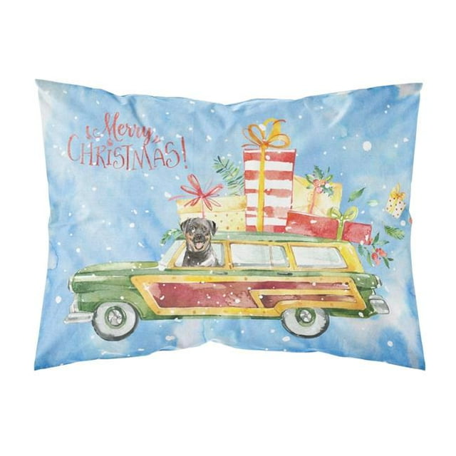 Carolines Treasures CK2417PILLOWCASE Merry Christmas Rottweiler Fabric Standard Pillowcase
