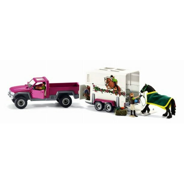 Schleich, Pickup Truck with Horse Trailer, Accessories and Figurines
