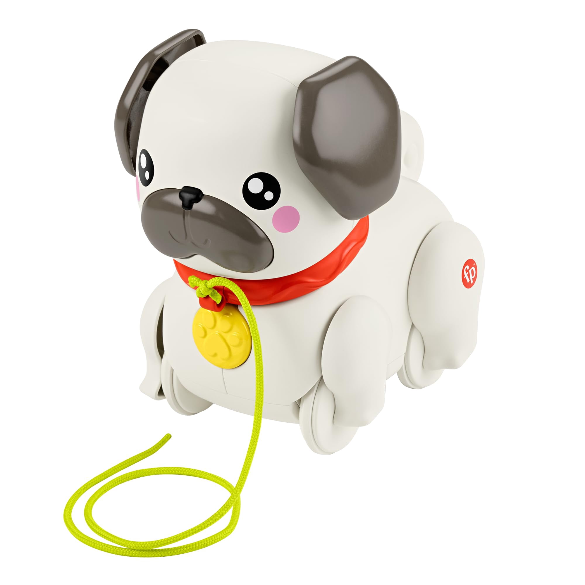 Fisher-Price FP Pets Walk the Pug Doggy Dog Crawling Toy that Moves Ears and Paws and Emits Barking Sounds, Toy Gift for Babies +12 Months, HTW94