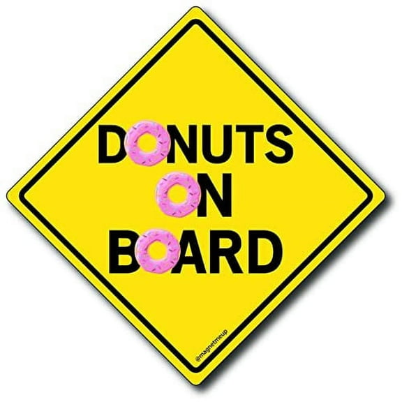 Magnet Me Up Donuts On Board Magnet Decal, 5x5 Inches, Vinyl Automotive Magnet