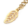 thumbnail image 3 of 5 pc 304 Stainless Steel Chain Extender Curb Chain with 202 Stainless Steel Charms Hollow Leaf Golden 66~71mm Link: 3.7x3x0.5mm Leaf: 12.5x5.5x0.2mm, 3 of 3