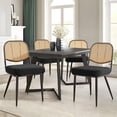 thumbnail image 5 of Rattan Dining Chairs Set of 4 [3.15" Thick Comfy Cushion] Modern Boucle Upholstered Kitchen Dining Room Chairs Dining Chairs with Metal Legs Makeup Vanity Chair, Black, 5 of 8