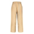 thumbnail image 5 of ABATAB Stripe Pants for Women Beach Vacation Cotton Linen Trousers Wide Leg Loose Elastic Waist Summer Outfits, 5 of 5