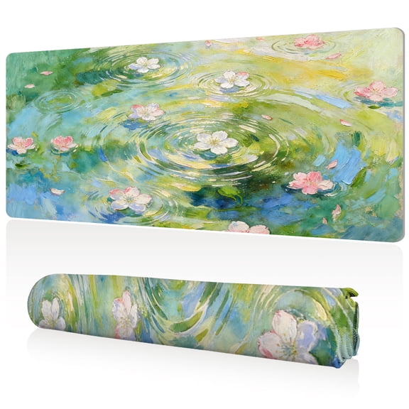 LIVEKEY Mouse Pad Durable Easy Clean Ultra Large 80x40x0.3cm Full Desk Coverage with Lush Green Plant Dewdrop Art for Gaming and Office