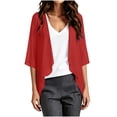 thumbnail image 7 of DeHolifer Cardigans for Women Summer Kimono 3/4 Sleeve Chiffon Cardigan Loose Puff Sleeve Cover up for Dress Red L, 7 of 7