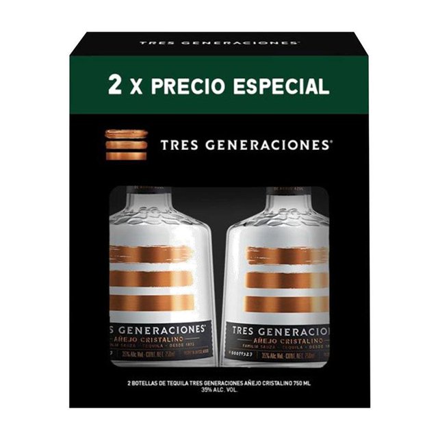 Paquete de 3 Tequila Sauza 3 Generaciones Cristalino Duo 750 ml Sauza Paquete de 3