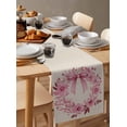thumbnail image 2 of Table Runner Pink Bow Wreath Table Decoration for Kitchen Dinning Flower Leaf Table Decoration for Indoor Outdoor Party Wedding Decor 13x72 Inch, 2 of 7