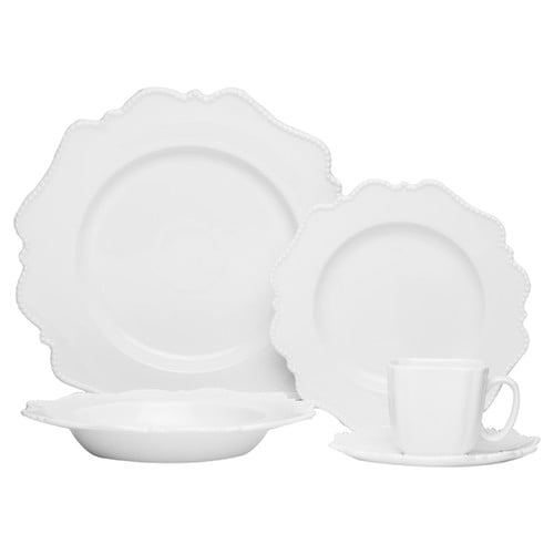 Red Vanilla Pinpoint White 5 Piece Place Setting