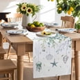 thumbnail image 2 of Table Runner 72 Inches Long for Kitchen Dining, Teal Eucalyptus Coastal Dresser Scarf Farmhouse, Dining Table Decorations for Wedding/Parties, Beach Starfish Shells 13 x 72 In, 2 of 9
