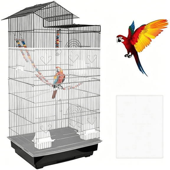 ACDANC Universal Bird Cage Seed Catcher – Stretchy,Lightweight Mesh Skirt for Parrot Cages,Stops Scatter,Breathable Fabric,Adjustable&Reusable,White