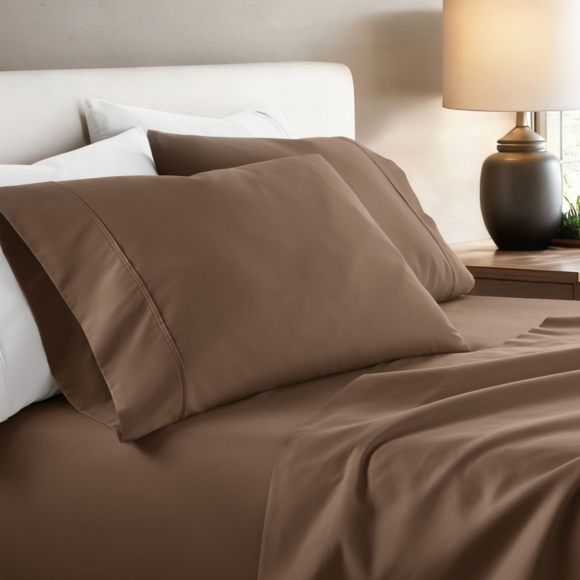 Noble Linens 2 Piece Pillow Case Set, Taupe, King