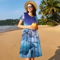 thumbnail image 4 of Fotbe Night At Lake Aurora 1 Vestido Largo de Moda para Mujer, Vestido Tipo Camiseta con Manga Corta y Estilo Casual a Rayas y Bloques de Color, 4 of 6