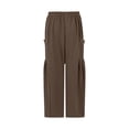thumbnail image 4 of Only Moment Boho Style Linen Pants Women Wide Leg Pants Woman 2026 Summer Casual High Waisted Barrel Lounge Flowy Cropped Beach Work Trousers Brown,L, 4 of 9