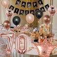 thumbnail image 3 of Black Rose Gold 70th Birthday Decoration for Lady, 70th Happy Birthday Banner, Number 70 Balloon, Rose Gold Confetti Balloons, 70th Rose Gold Black Printed Balloons for Women 70th Birthday Party, 3 of 7