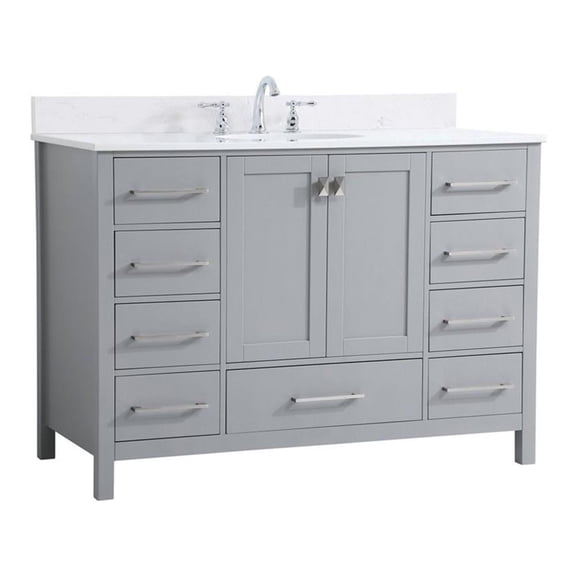 48 inch Single Bathroom Vanity in Gray with Backsplash