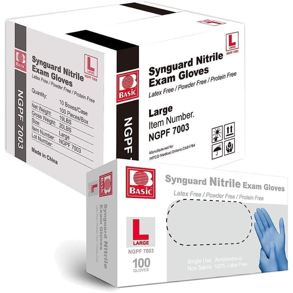 Guantes de examen de nitrilo Basic Medical NGPF-7003 sin látex 1000