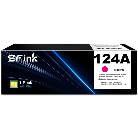 124A Q6003A Toner Cartridge 1-Pack Magenta Compatible for HP124 A Q6003A Toner for LaserJet 2600 1600 2605 1015 1017 Printer High Yield Ink
