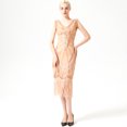 thumbnail image 1 of Vestido estilo flapper Art Deco con lentejuelas rosas de los años 20 para mujer, capa de noche para cóctel, cóctel, graduación, noche, eventos, Navidad, baile, 1 of 5