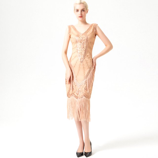 Vestido estilo flapper Art Deco con lentejuelas rosas de los años 20 para mujer, capa de noche para cóctel, cóctel, graduación, noche, eventos, Navidad, baile