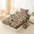 thumbnail image 2 of Castle Fairy Hunting Camo Wildlife Twin Sheets 3pcs,Deer Bear Turkey Dog Silhouette Bedding,Khaki Brown Green,1 Fitted Sheet, 1 Flat Sheet and 1 Pillowcase, 2 of 6