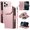 Rosegold, variant on ELEHOLD Wallet Case For iPhone 14, Luxury PU Leather Shockproof Magnetic Flip Kickstand Card Slots Cash Pocket Wallet Case With Detachable Lanyard,Black