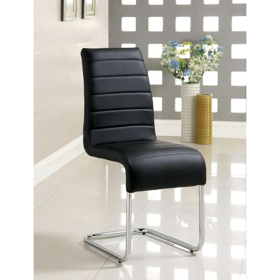 Mauna Contemporary Black Side Chair With Steel Tube Black Finish Set of 2 - Saltoro Sherpi