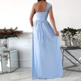 thumbnail image 4 of Abcnature Womens Maxi Dress Savings Clearance Deals, Women Solid Slimming One Shoulder Sleeveless Split Hem Dress, Plus Size Summer Casual Long Dresses Beach Party Dress Light Blue M, 4 of 5