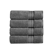 Bergamo 4 Piece Spun loft Fabric Towels with Stripe Pattern The Urban Port,Dark Gray- Saltoro Sherpi