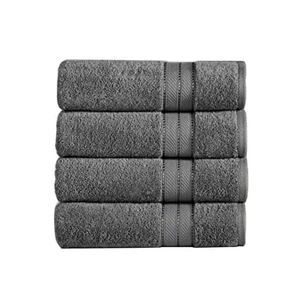 Bergamo 4 Piece Spun loft Fabric Towels with Stripe Pattern The Urban Port,Dark Gray- Saltoro Sherpi