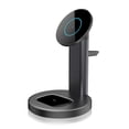 thumbnail image 2 of Cargador inalámbrico auricular 15W 3-en-1 Ajustable Qi CARGA DE CARGA DE DISTA REEMPLAZO PARA EL REEMPLAZO DE AIRPODS CARGA DE ACUMPACIÓN DE ACUMPADOR PAD HOTEL BLACK Inevent EL006013-02B, 2 of 7