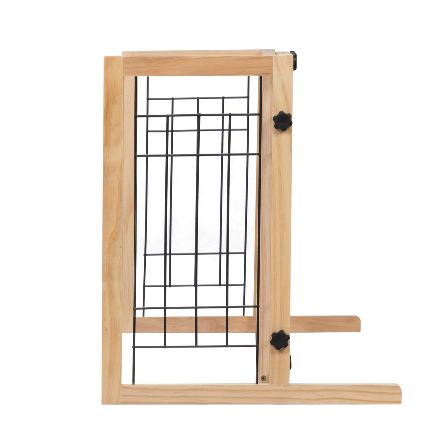 Pefilos Freestanding Pet Dog Gate 21 Inch for House Doorway Stairs Indoor Wooden Dog Fence with Side Panels, Brown Pefilos Freestanding Pet Dog Gate 21 Inch for House Doorway Stairs Indoor Wooden Dog Fence with Side Panels, Brown