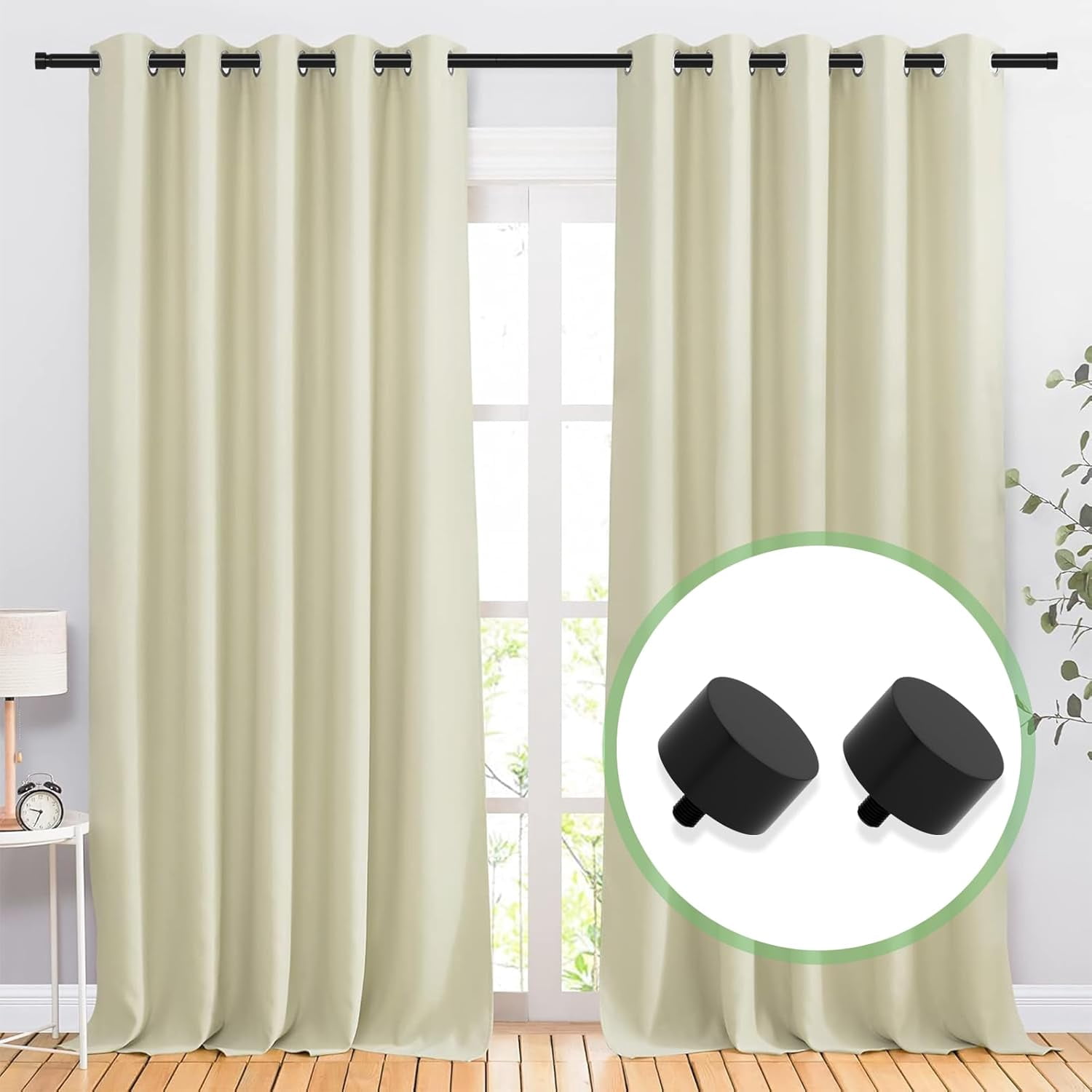 Extra Long Curtain Rods 120-inch To 170-inch, 1" Heavy Duty Black Curtain Rod for Windows Outdoor Pato, Living Room, Bedroom, Metal Modern Drapery Pole with End Caps, 10 to 14.2 ft Drapery Rod