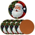 thumbnail image 2 of Santa Claus Set of 6 Round Coasters, Microfiber Leather Drink Coasters for Cups, 4.3x4.3 Inch Table Coasters, Coaster Set for Home and Office, 2 of 6