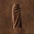 thumbnail image 5 of ClodeEU Womens High Waist Slit Pencil Midi Skirt ,Elastic Waistband Bodycon Skirts Brown,Womens Plus S, 5 of 5