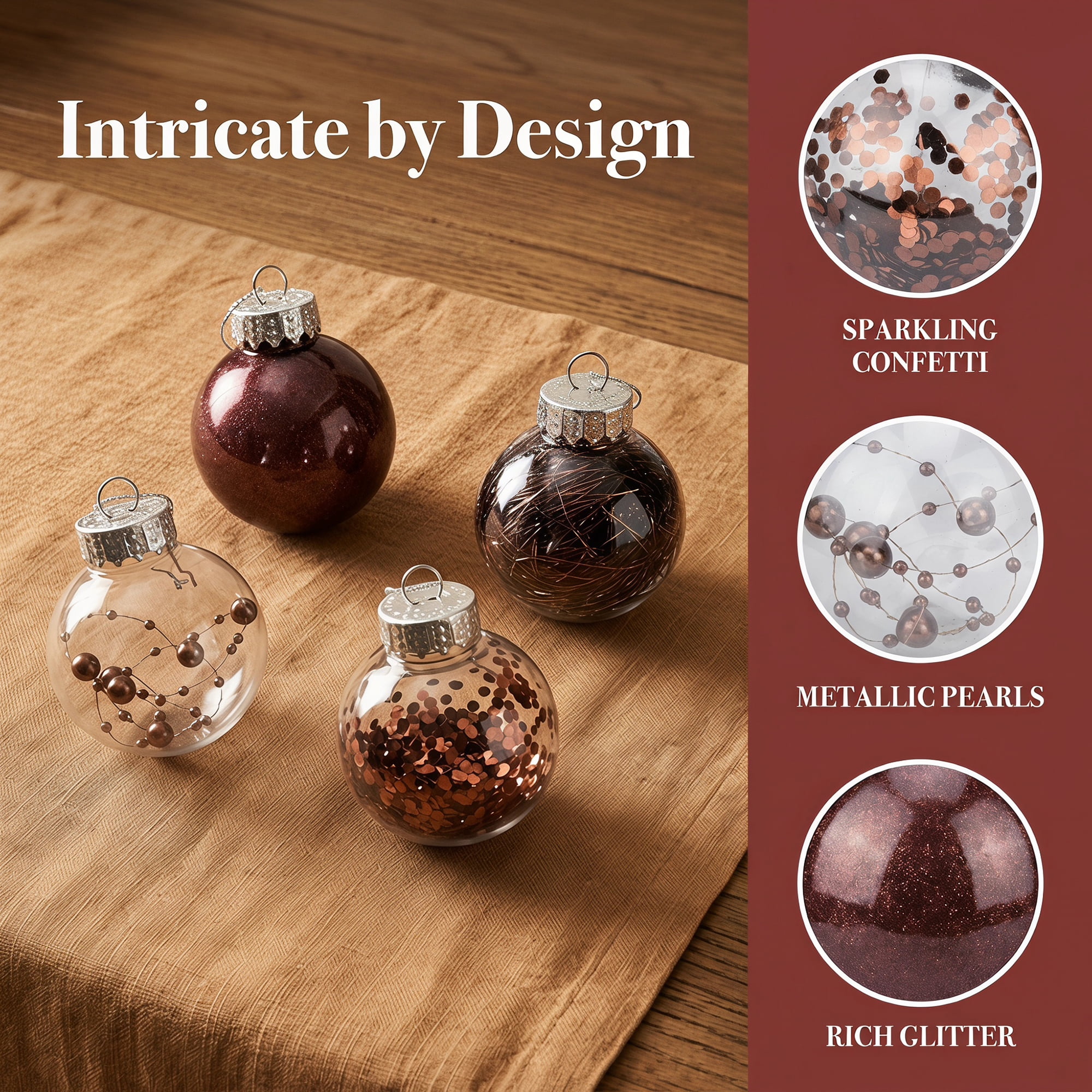Unique Bargains Christmas Tree Ornaments - 24 Pack Baubles Shatterproof Balls Brown 2.4"