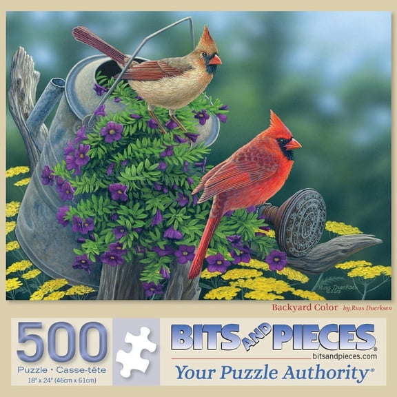 Bits and Pieces Jigsaw Puzzle Backyard Colorful Birds Cardinal For Adults 500 Piece 18" x 24"