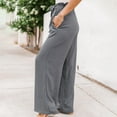 thumbnail image 5 of Women's Pants Casual Petite Wide Leg for High Waisted Tied Belt Palazzo Baggy Flowy Summer Beach With Pockets Trousers, 5 of 6