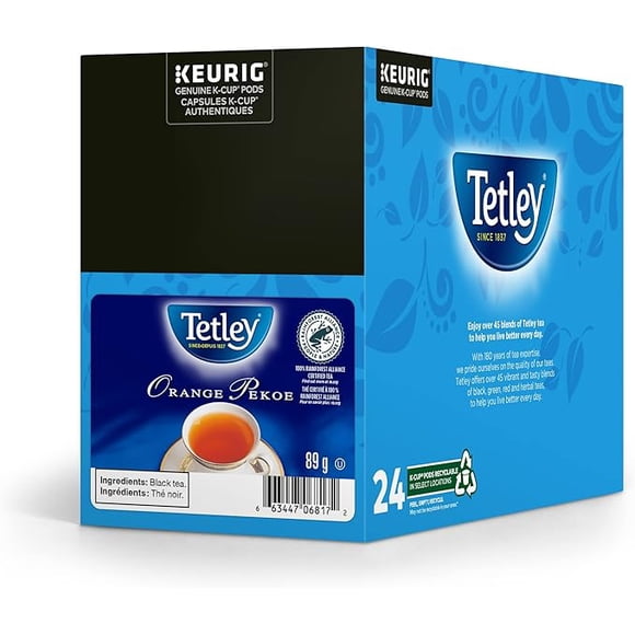 Tetley Orange Pekoe K - , 24 Count for Keurig Coffee Makers (2 Packs, Total 48 Pods)