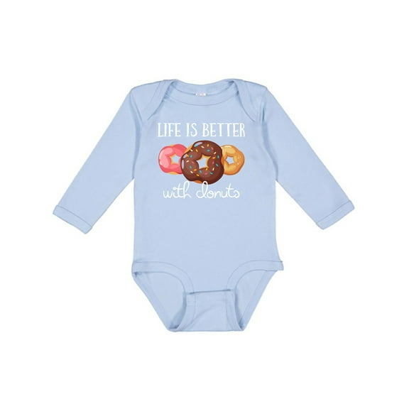 Inktastic Life is Better with Donuts Boys or Girls Long Sleeve Baby Bodysuit