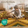 thumbnail image 4 of ODIKA 8'x10' Washable Area Rug Cabin Border Livingroom Neutral Motif Large Wildlife Southwestern Playful for Dining Room, Office, Lounge, Non-Slip Chair-Friendly Mat, 4 of 7