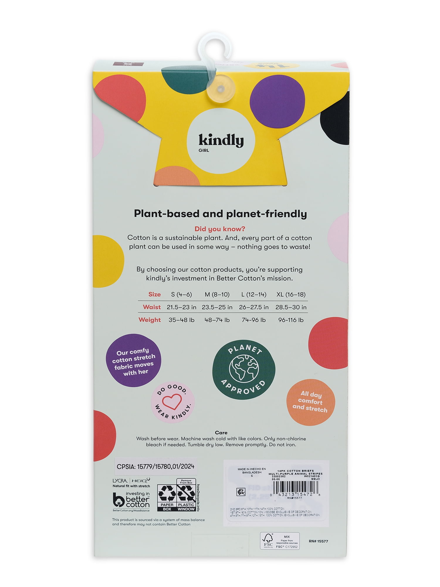 Kindly Yours Girl’s Cotton Brief Underwear, 14-Pack, Sizes S-XL