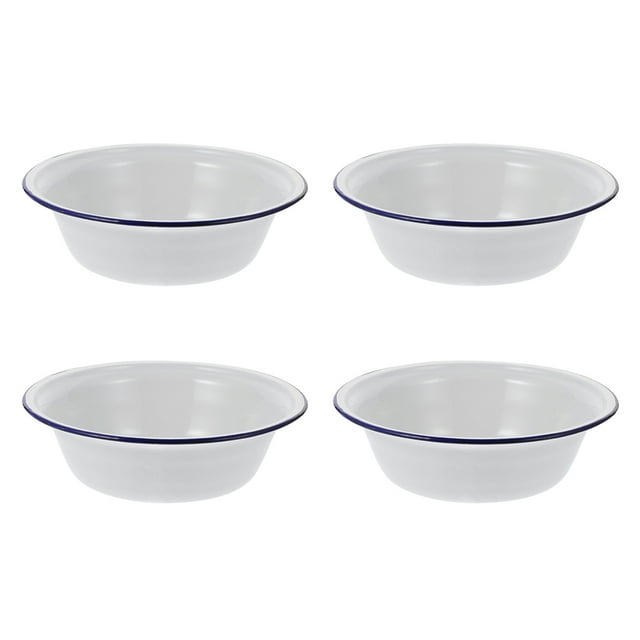 4Pcs Household Soup Bowls Enamel Soup Basins Practical Household Enamelware
