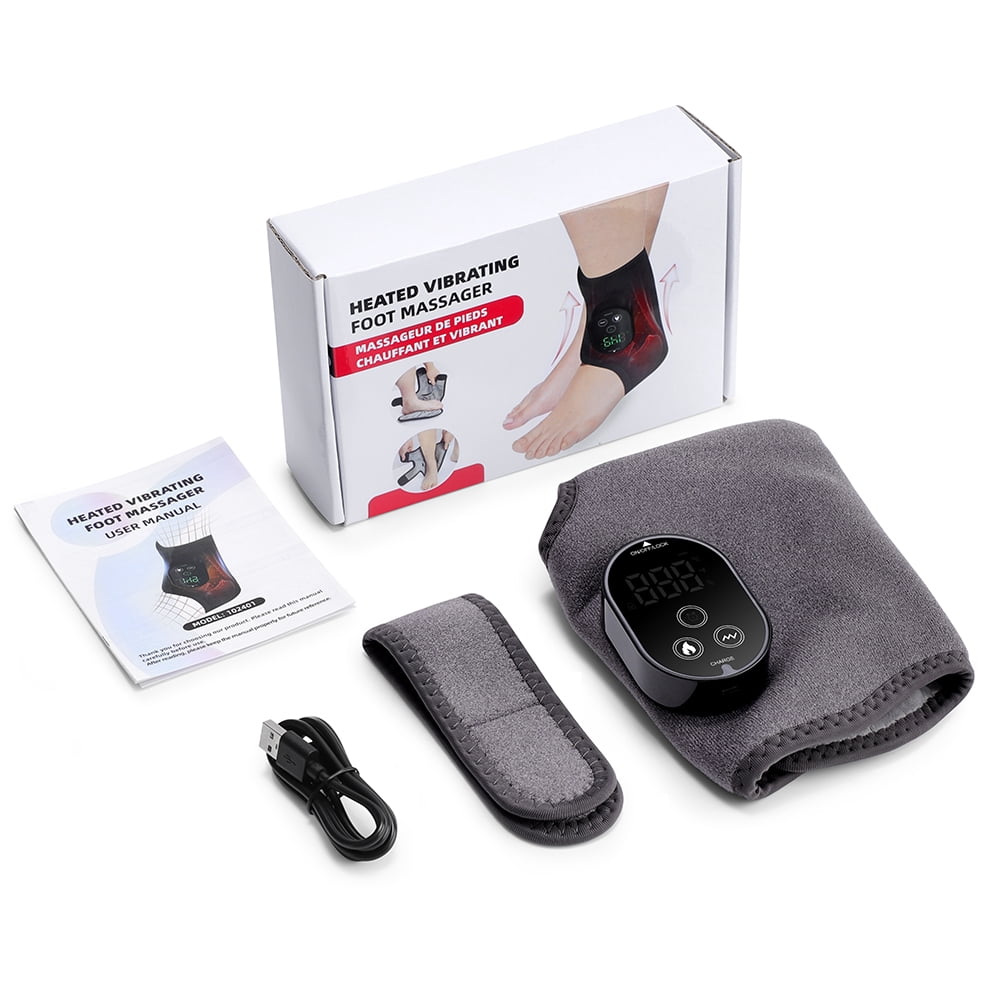 DREAMSOME Cordless Heated Foot Ankle Massager, 6 Heat & 3 Powerful Vibration Modes, Elbow Heating Pad  with Dual Motor for Relief, Left/ Right