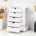 thumbnail image 5 of 360° Rotating Jewelry Box for Women, Wooden Large Jewelry Organizer with 5 Drawers, Vertical Open Design Jewelry Organizers and Storage for Earring Ring Necklace Bracelet, 5 of 8