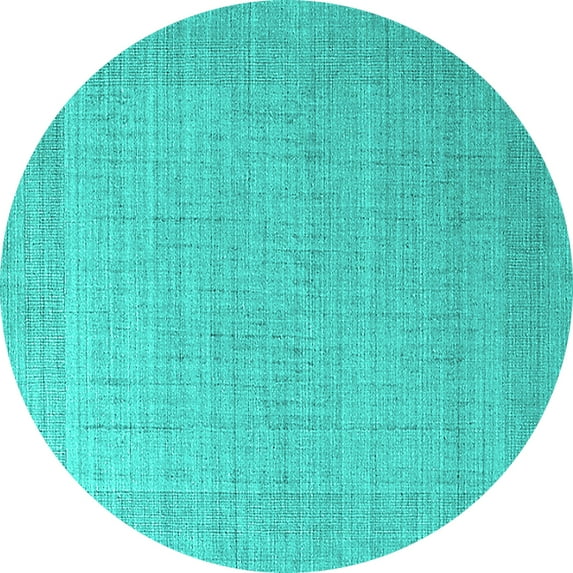 Ahgly Company Machine Washable Indoor Round Oriental Turquoise Blue Industrial Area Rugs, 3' Round