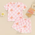 thumbnail image 2 of Bagilaanoe 2pcs Toddler Baby Girl Shorts Set Short Sleeve Flower Print T Shirt Tops + Shorts 6M 12M 18M 24M 3T 4T Kids Casual Summer Clothes, 2 of 8
