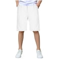 thumbnail image 4 of Scyoekwg Boys Cotton Shorts Solid Color Elastic Waisted Sports Straight Leg Shorts Casual Comfortable Pants with Pockets White 12-13 Years, 4 of 7