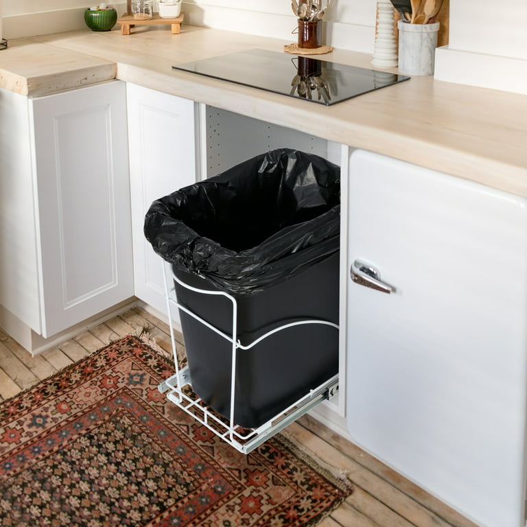 Homgarden 30 Liter / 8 Gallon Sliding Pull Out Trash Can Under Counter Kitchen Waste Bin Cabinet, Black