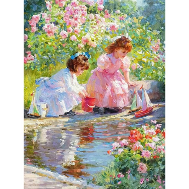 Taladro de pintura de diamante (DE9209) Kit de arte de cuentas de mosaico de niña jugando completo DIY (ZQR048) 30x40cm FLhrweasw Nuevo