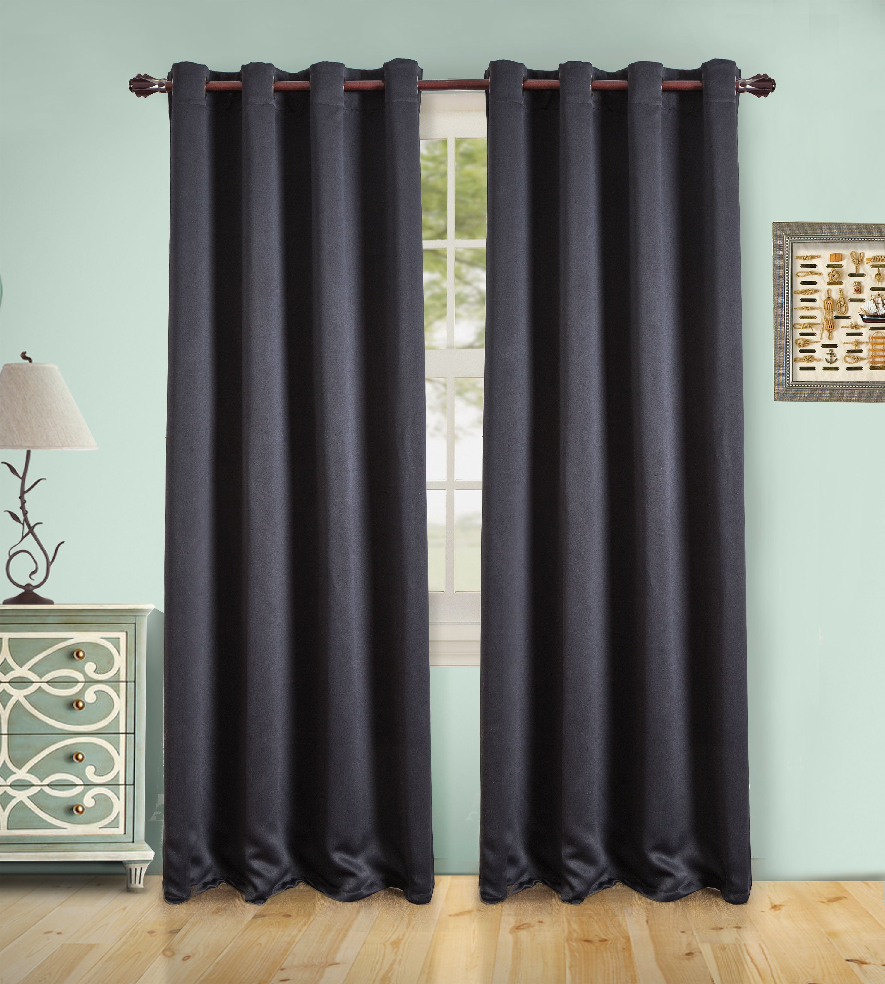 Montauk Blackout 54 x 84 in. Grommet Curtain Panel, Black